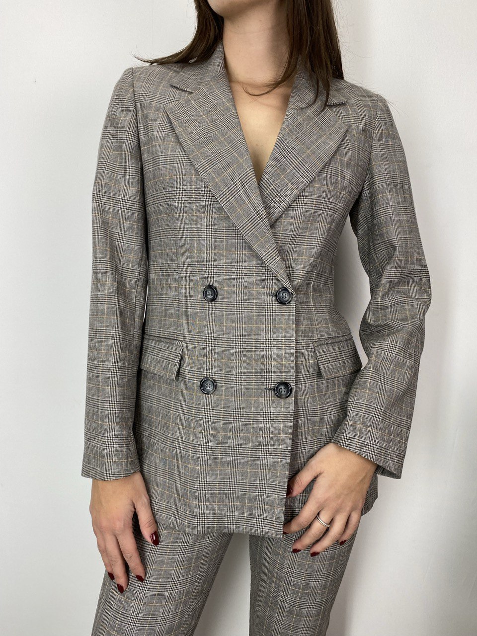 Giacca doppiopetto slim fit in stile Principe di Galles